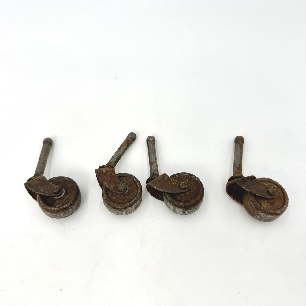 Antique Metal Furniture Casters Set of 4 Vintage Industrial Stem Swivel‎ Wheels